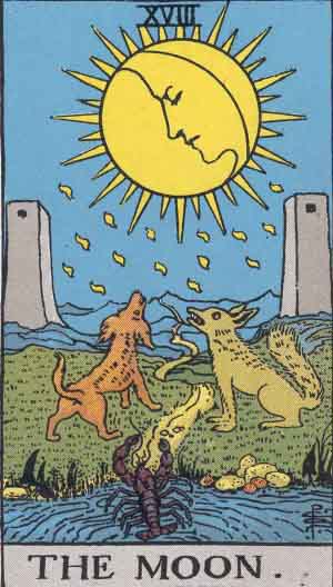 The Moon Tarot Card Rider Waite Smith